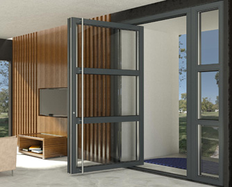 S 700 pivot front and back aluminium doors